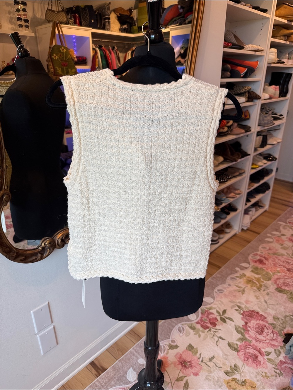 Commense Cream Textured Knit Button-Front Tank - Picture 3 of 3